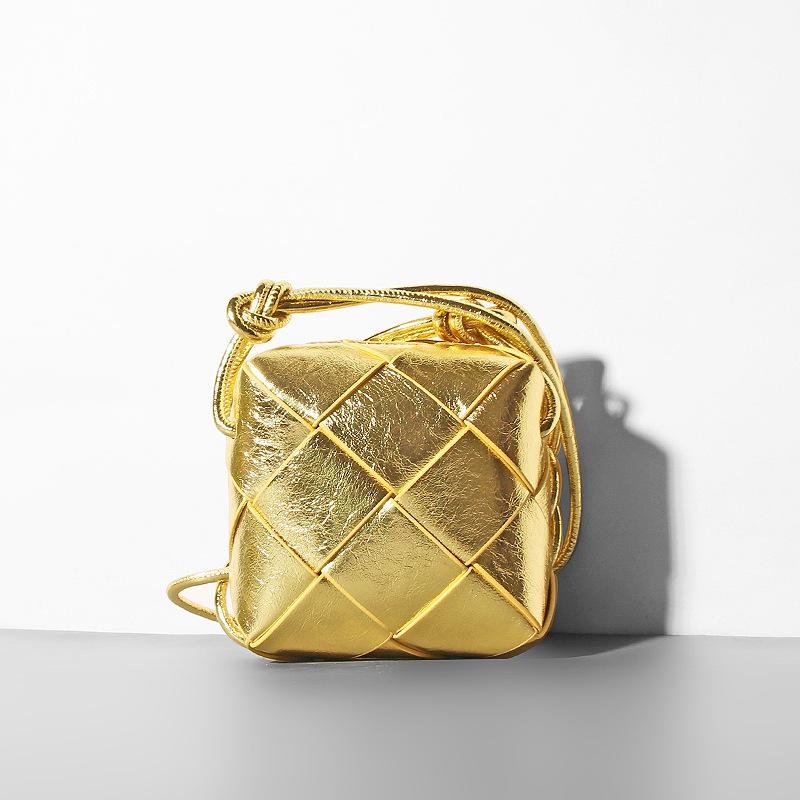 2024 New Small Bag Woven Small Square Bag Box Bag Lingge Knitting Small Cross Shoulder Mini Bag Flap Bag