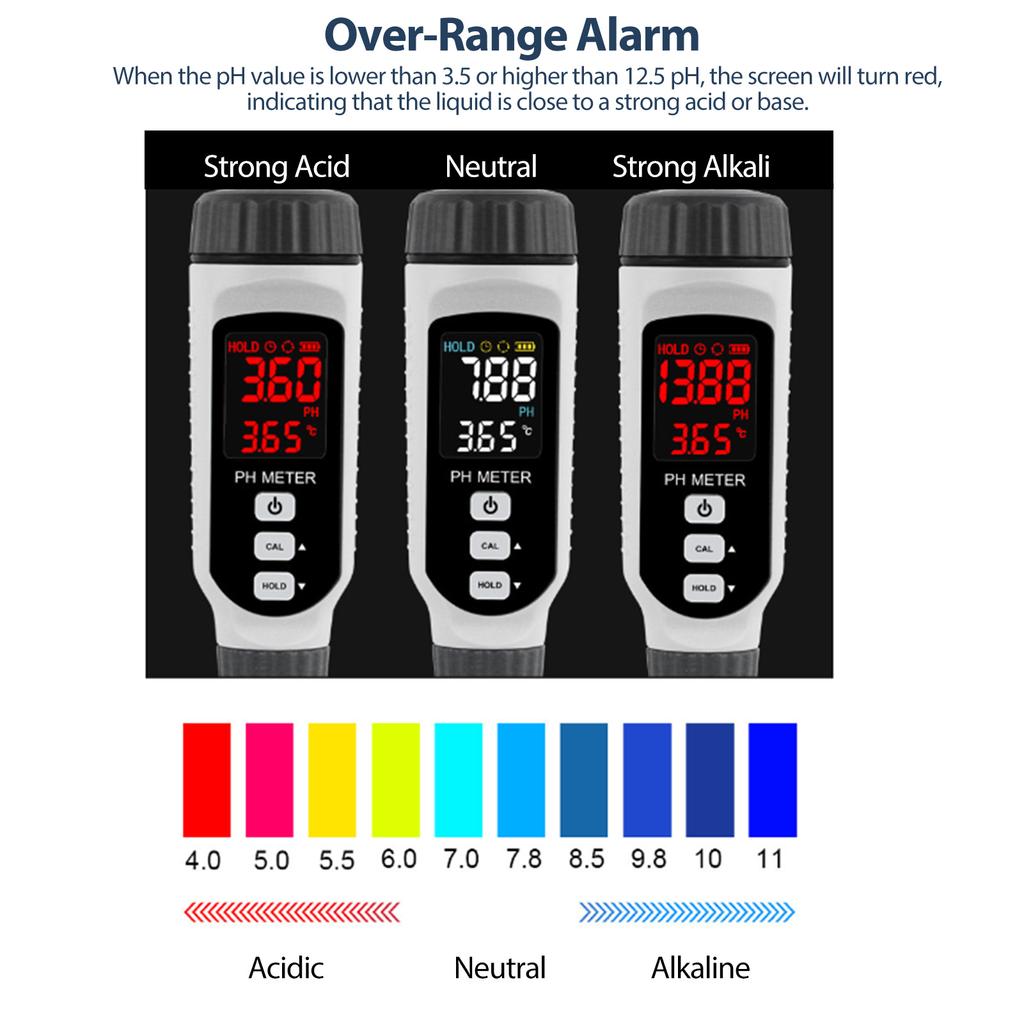 Digital pH Meter Waterproof Water Quality Tester ATC 0-14 pH Measurement Range for Drinking Swimming Pool Hydroponic Aquarium