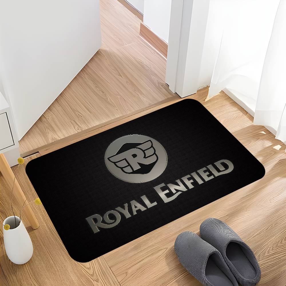 R-Royal E-Enfield Logo Room Mats Retro Multiple Choice Living Room Kitchen Rug Non-Slip Welcome Rug