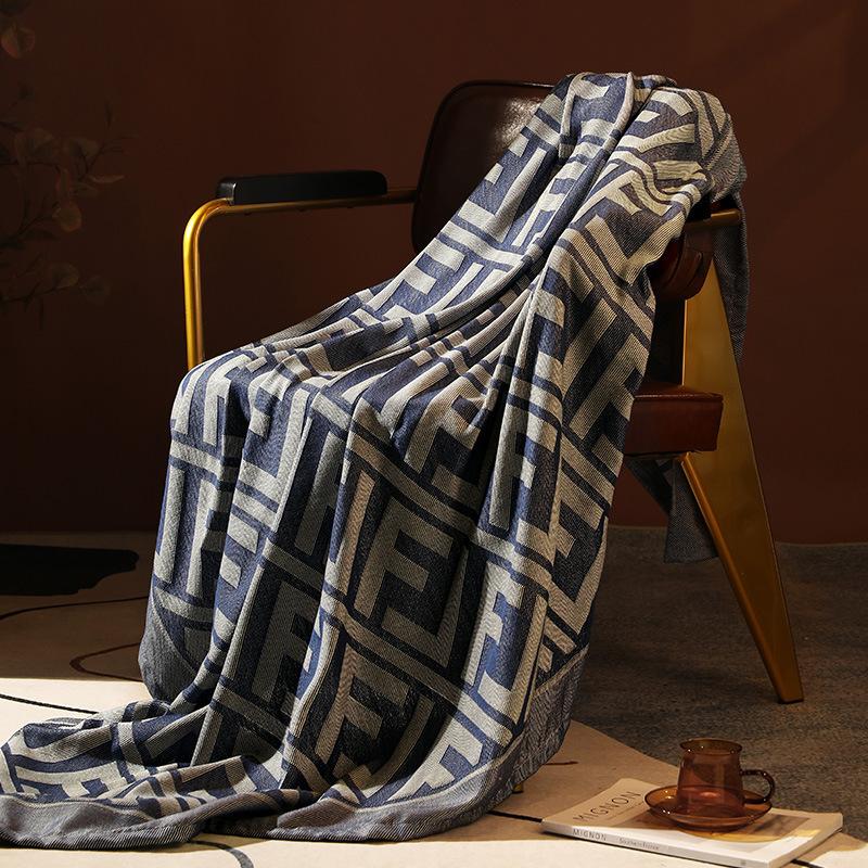 Geometric Jacquard Knitted Blanket Bed Sofa Decorat Outdoor Camping Blanket Plaid Bedspread Tapestry First Class Aviation Blanket Air Condition Quilt