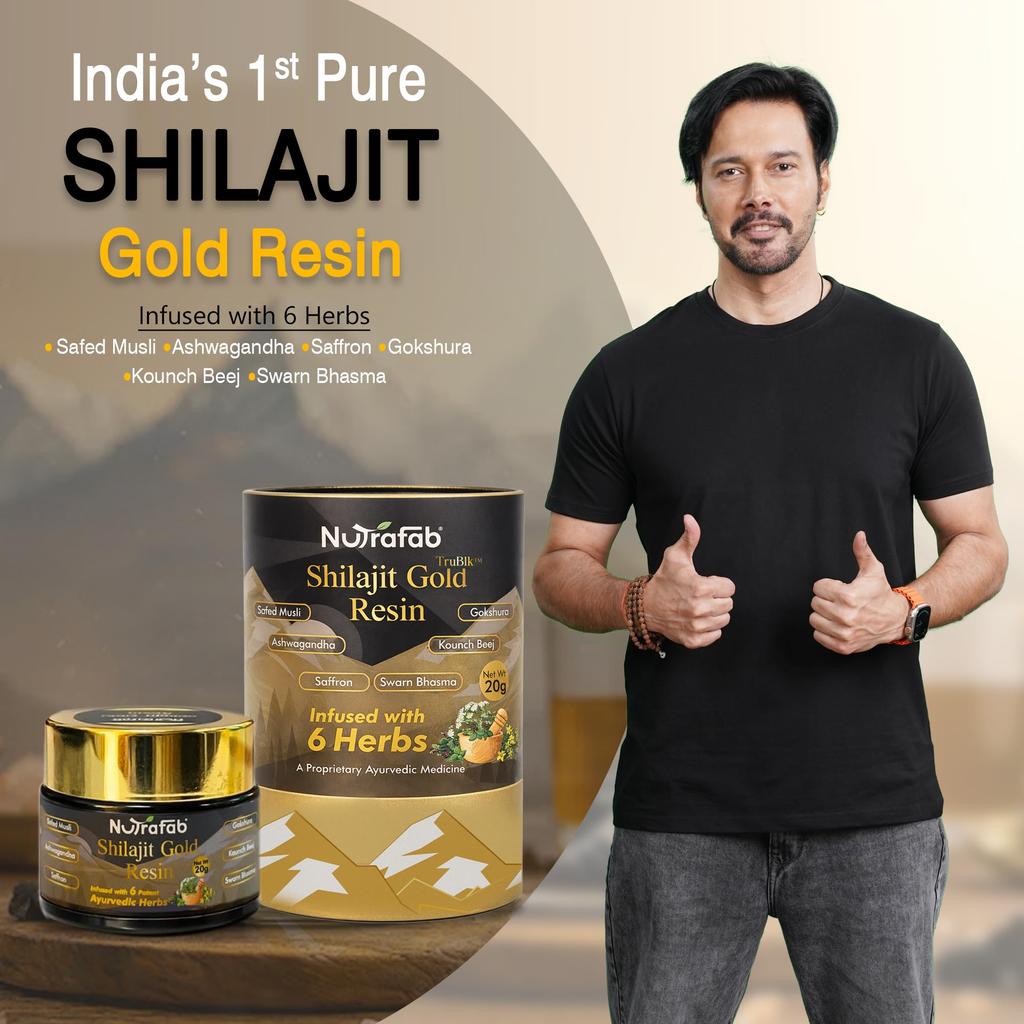 Nutrafab Shilajit Gold Resin 20g, Pure Himalayan Shilajit Resin with 6 Traditional Ayurvedic Herbs, Natural Vitality Energy & Endurance Support f