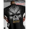 Men's Black Short Sleeve Relaxed Fit T-Shirt with Bandana Skull Graphic, Soft Cotton Feel, Crew Neck, Streetwear Style for Casual Daily Wear