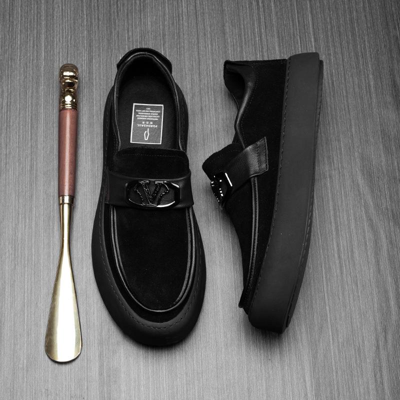 Herenschoenen herfst en winter nieuw flip bont casual leren schoenen heren trend modieus en comfortabel veelzijdig instapmodel luie schoenen