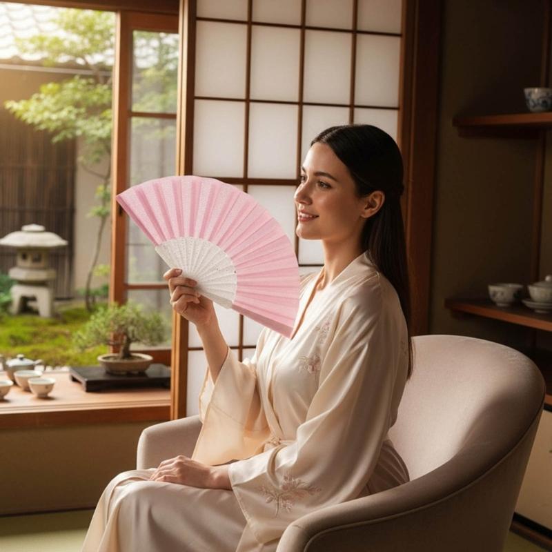 Glittering Hand Fan With Sparkling Transparent Ribs Plastic Decorative Craft Folding Fan For Parties Home Decors Gift