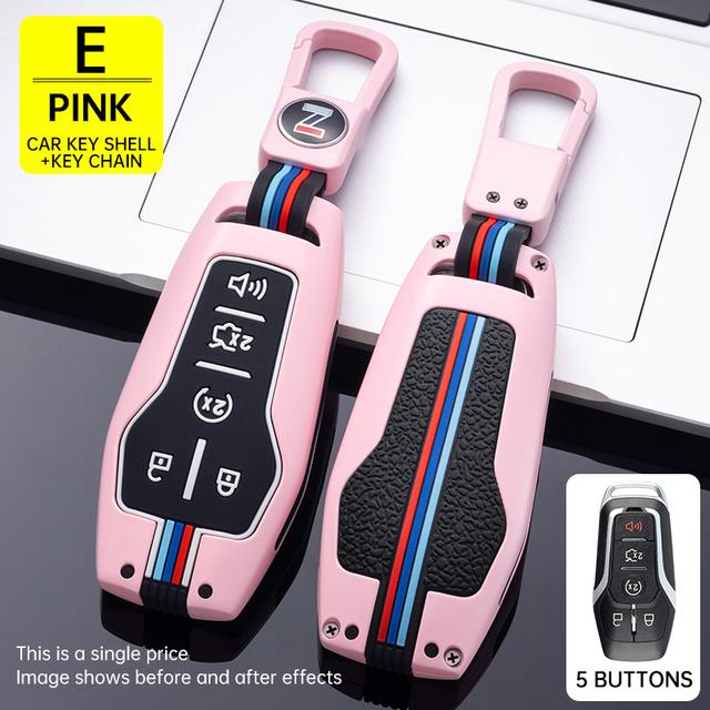 Zinc Alloy Pink Car Key Case Cover Fob Shell for Ford Fusion Mustang F150 Edge Explorer Lincoln MKZ MKC MKX Car Accessories