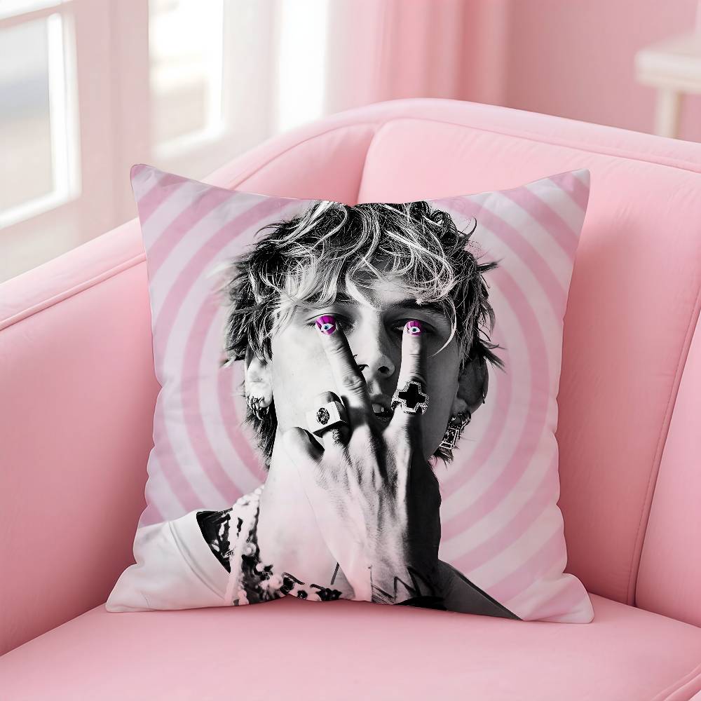 

Singer M-Machine Gun Kelly Pillow Case Printed Pillowcase for Living Room Sofa Cushion Cover & Bedroom Decor 12x12Inch
