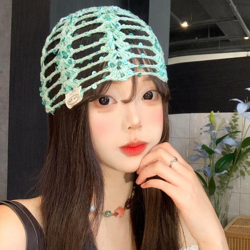 Versatile Sequined Knit Beanie and Triangle Scarf Belt Set for Fashionable Winter Dressing