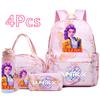 Set 4 buc/set Rucsac cu Imprimeu Vânătorii de Demoni, Geantă de Mână, Toc de Creioane, Sticlă de Apă 750ml pentru Adolescent Băiat Fată Rucsac Școlar Impermeabil cu Capacitate Mare