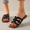 Large size cool slippers women's summer new flat-bottomed non-slip hollowed-out beach shoes one-word casual cool slippers women