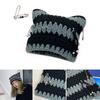 Y2K Devil Striped Knitted Hat Knitted Stripe Pattern Hat for Women Men Keep Ear Warm Hat with Paper Clip Decor