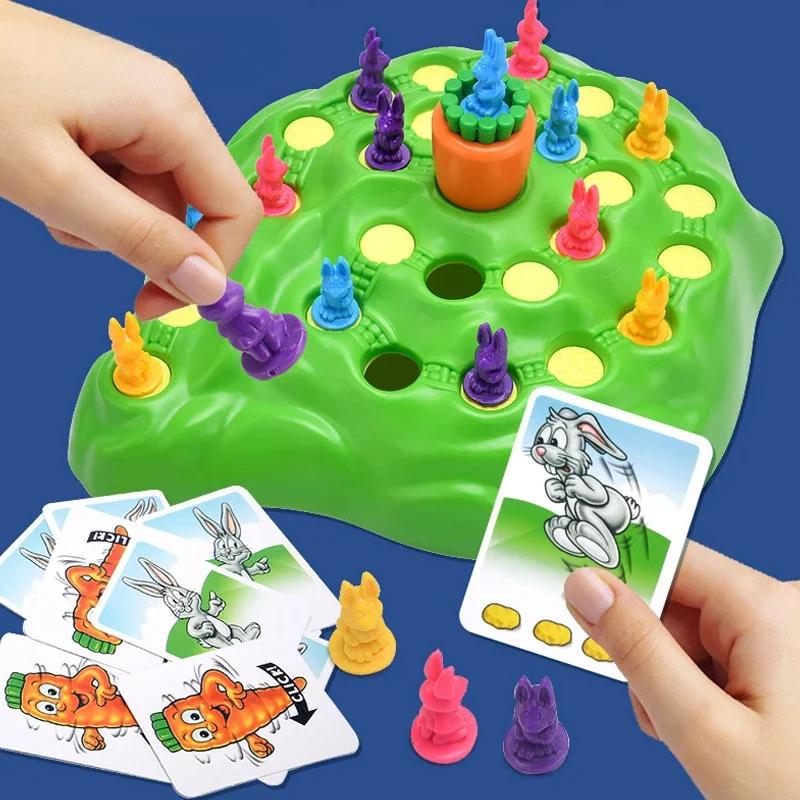 Kids Board Game 2-4 Players Funny Bunny Rabbit Trap Game Toy Rabbit Cross Country Race