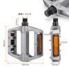 Bicycle Pedals Flat Pedals with Reflectors Inch Aluminum Silver 9/16 (KO-1020)