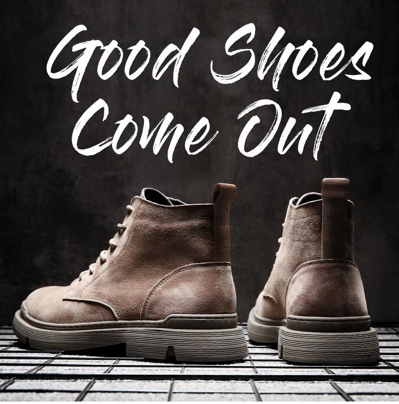 Men's Genuine Leather High-Top Martin Boots - Velvet Lined, Warm, British Style Desert Work Boots