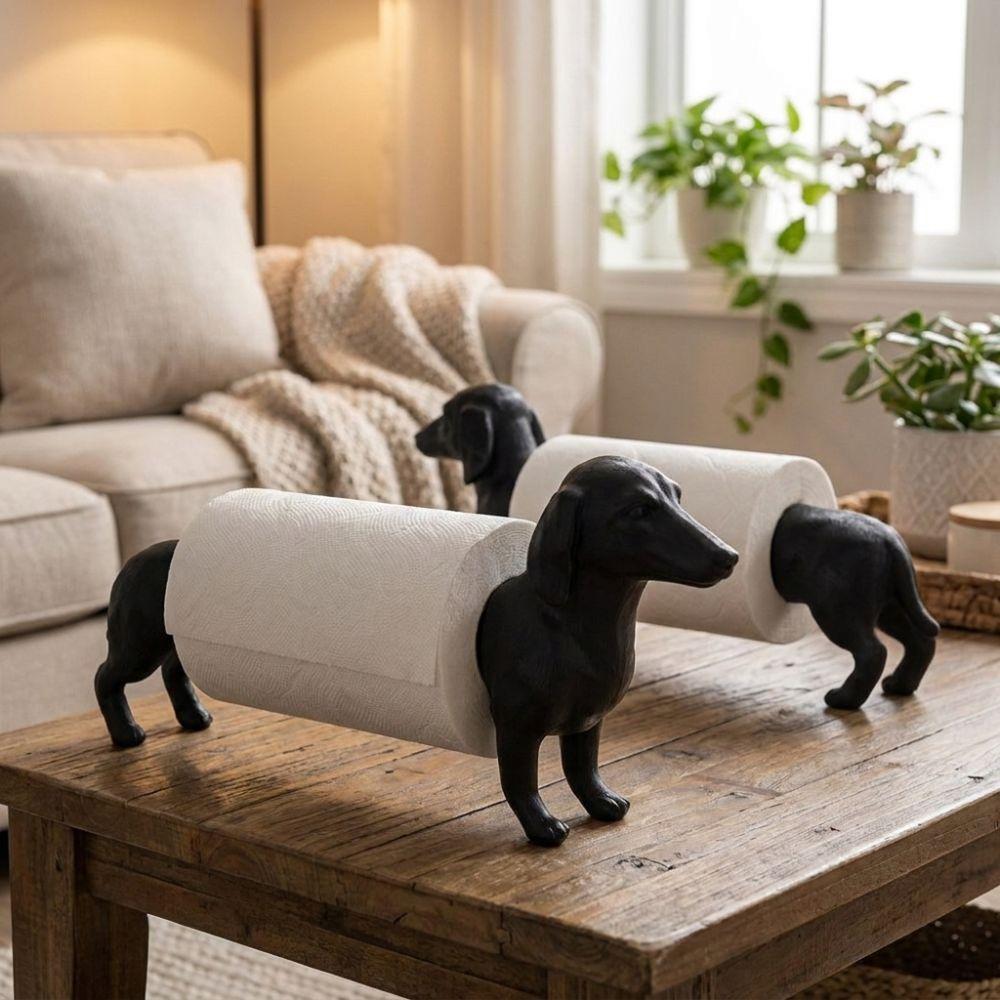 3D-gedruckter Hund Küchen-Taschentuchhalter Funktionale Dackel-Dekoration Ständer Badezimmer-Dekoration