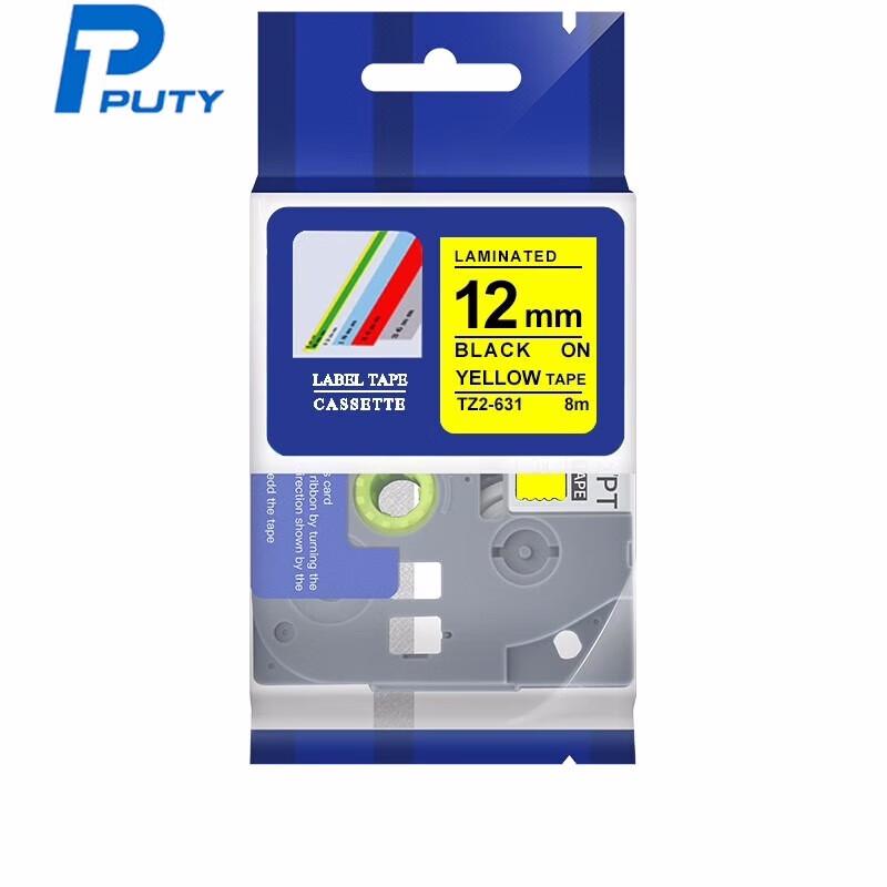 Putie 12mm Black on Color Compatible Label Tape for Brother TZe Series