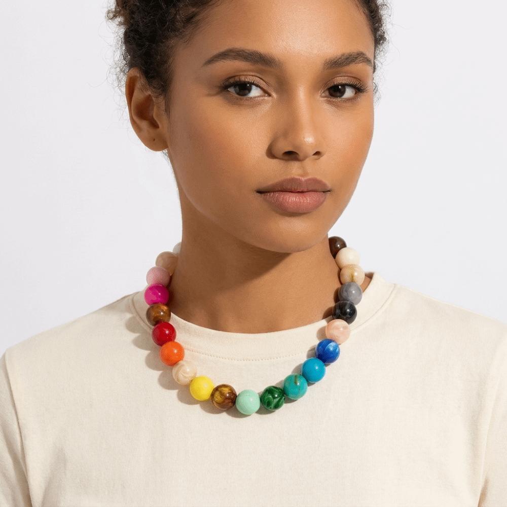 Large Women Choker Round Clavicle Chain Aesthetic Beaded Necklace Women