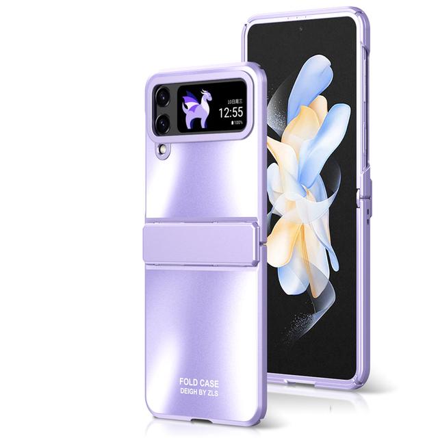 For Samsung Galaxy Z Flip 4  Case With Hinge Protection Frosted Plating Hard Plastic Shockproof Armor Cover