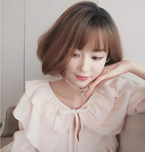 Brooklyn Wig with Bangs, 3D Gradient Hairstyle, Nape, Volume, Curly, Straight, Whorl, Heat Resistant, Natural Volume (Sweet Brown Pudding)