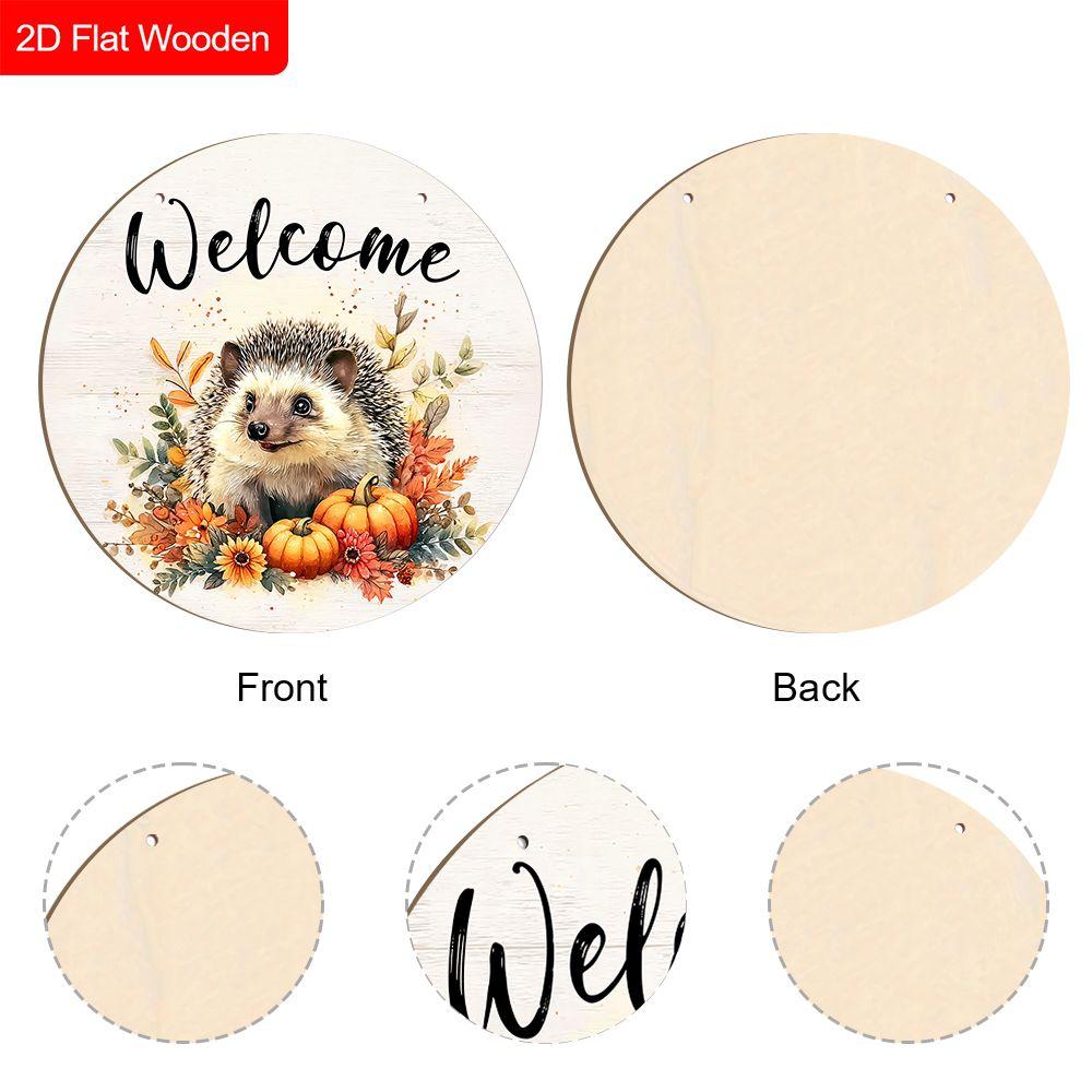 Garden decorations,autumn harvest festival decorations,wooden hanging decorative signs,"welcome" signs, hedgehog and pumpkin patterns,2D flat products