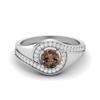 5mm Round Smoky Quartz 925 Sterling Silver Solitaire Halo Women Engagement Ring
