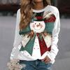 Women's Fashion Casual Long Sleeve Christmas Printed  Neck Sweatshirt Top