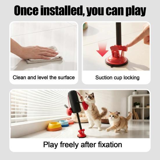 Indoor Cat Exercise Toy Punching Bag Toy, Interactive with Dangling Boxing Gloves, Toys Strong Suction Cup Base, Wobble for Kittens Cats Small Desktop