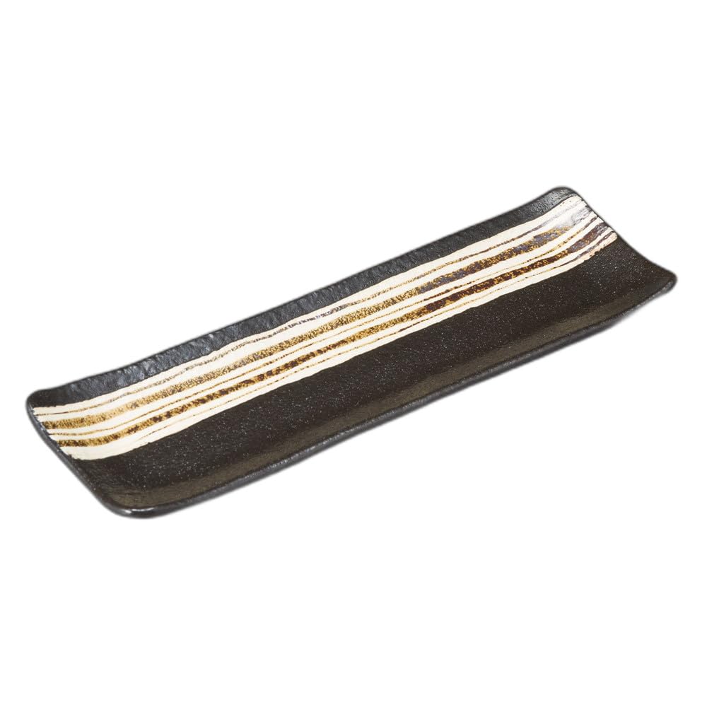

Yuzu Black Rust Tokusa Long Plate Long Plate [33×10.5×2.5cm]