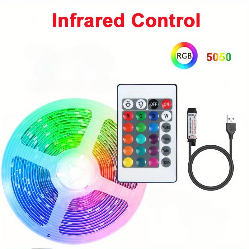 24 Tasten LED-Streifenlichter, RGB 5050-Lampe mit Fernbedienung, USB, 5 V, Schlafzimmerdekoration, Musik, Weihnachtsbeleuchtung für Zimmer, Heimdekoration