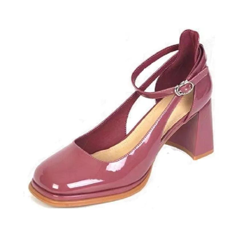 Fashion Women Cute Sweet Pink High Quality Hollow Out High Heel Shoes Lady Casual Round Toe Buckle Strap Comfort Office Party Shoes