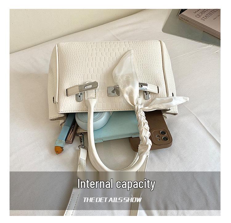 2026 Summer Crocodile Pattern Retro Platinum Bag: Women's Single Shoulder and Crossbody Handbag