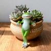 Frog Collectible Ornament Resin Frog Decor Whimsical Frog Garden Statue Resin Sculpture Flower Pot Hugger Ornament for Planters