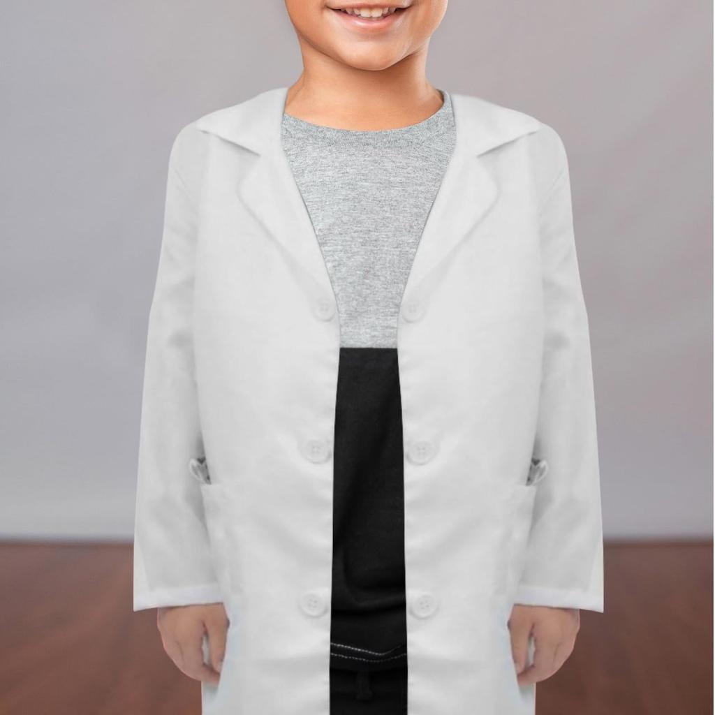 TOYANDONA Kids' Lab Coat, Doctor's Coat, Cosplay Costume, Size 110cm, ScientistDoctor, Halloween Costume, Doctor Play, Presentations, Lunch Wear,