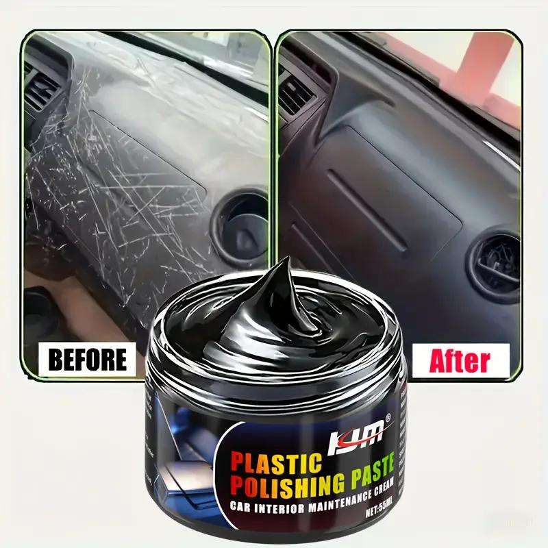 Car Interior Renewal Wax-Plastic Trim Revitalizer and Gloss Enhancer for Dashboards,Panels,Prevents Yellowing of Black Surfaces