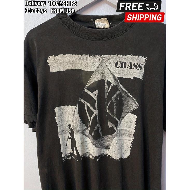 Men' Crass Band Punk Music T-Shirt - Iconic Logo Print Distressed Suitable for Seasons Casual Round Neck Tee with Crass Merch Design | Durable Band