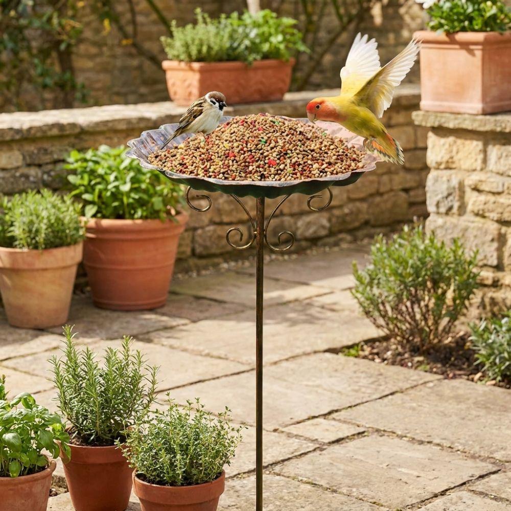 5-Pronged Base Iron Bird Bath Feeder Retro Standing Bird Bath Freestanding Birdbath Balcony