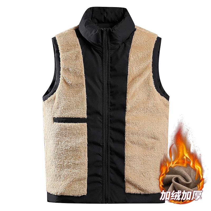 Casual Velvet Trendy Warm Vest for Men Versatile Windproof and Cold-resistant Large Size Vest