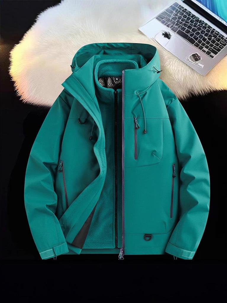 Men's Three-in-One Graphene Hooded Ski Jacket for Autumn/Winter
