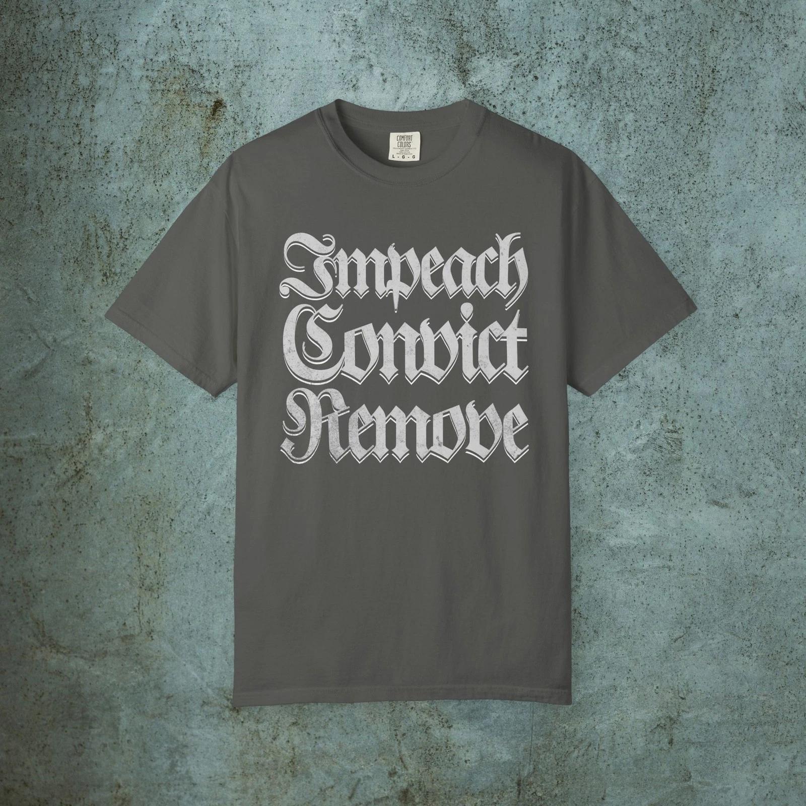 Impeach Convict Remove Trump Distressed Graphic T-shirt, Gothic Resistance Tee XL