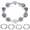 Love Flower Rhinestone Beads Charm Cuff Bangle Bracelet Women Wedding Jewelry