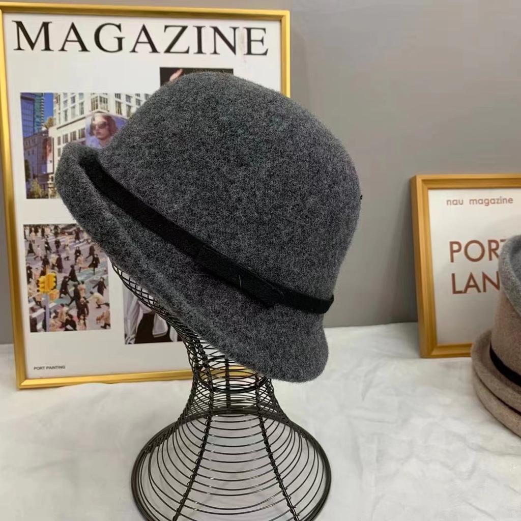 Crossed Edge Fisherman's Hat Children Autumn and Winter Wool British Retro Top Hat Versatile Basin Hat Tide