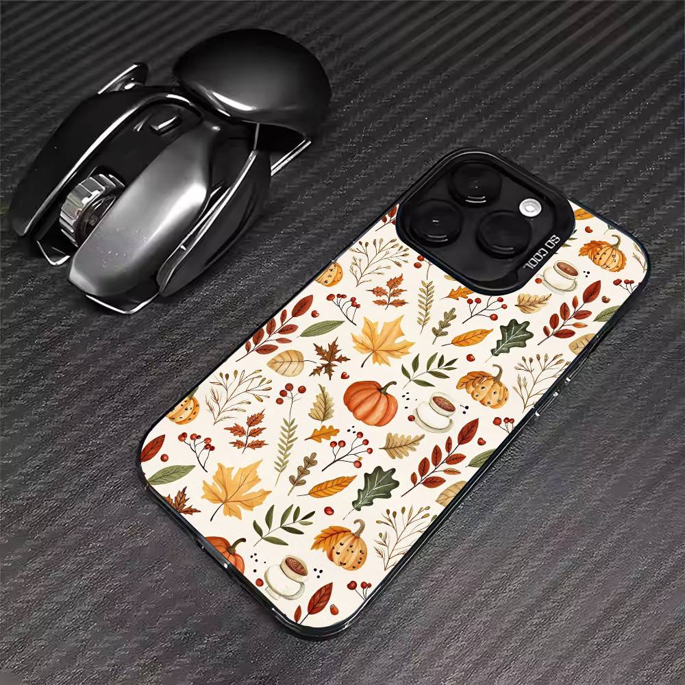 

Autumn Leaves Pumpkin Phone Case For iPhone 17 16 15 14 13 12 11 Pro Max XS Max 7 8 Plus Shockproof Silicone Matte Cover iPhone12PRO
