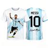 Football Jersey Breathable Street Boy Sports Graffiti Gift Top Soccer Casual T Shirt Tee Men Kid Male Top Lionel Messi 10