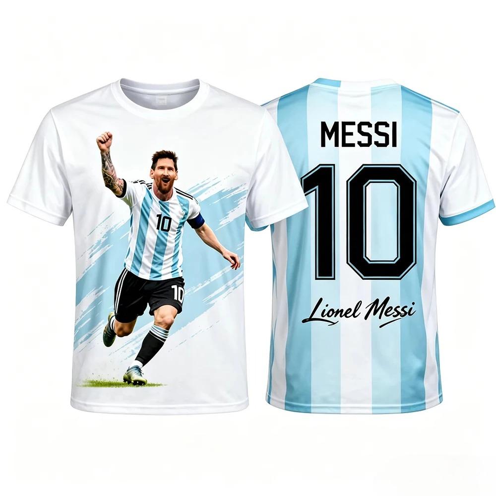 Football Jersey Breathable Street Boy Sports Graffiti Gift Top Soccer Casual T Shirt Tee Men Kid Male Top Lionel Messi 10
