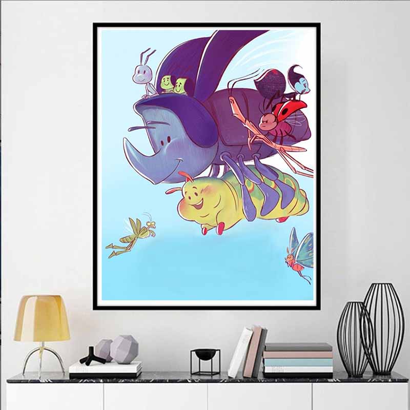 Disney 5D DIY Diamond Painting Bug Crisis Group Flying Illustration Embroidered Mosaic Cross Stitch Home Decor Gift Crafts