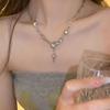 Cross Moonstone Necklace Women's Tide Cool Spice Girls Pendant Collarbone Chain Light Luxury Niche Neck Chain Premium Sense