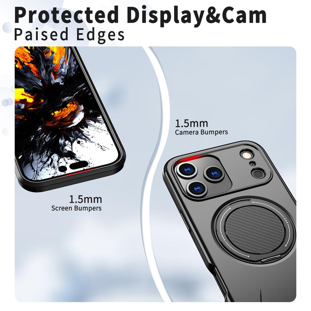 Rotating Hidden Ring Bracket Magnetic Case For iPhone 17 Air 16 15 14 13 12 11 Pro Max Plus For Magsafe Rugged Heavy Duty Cover