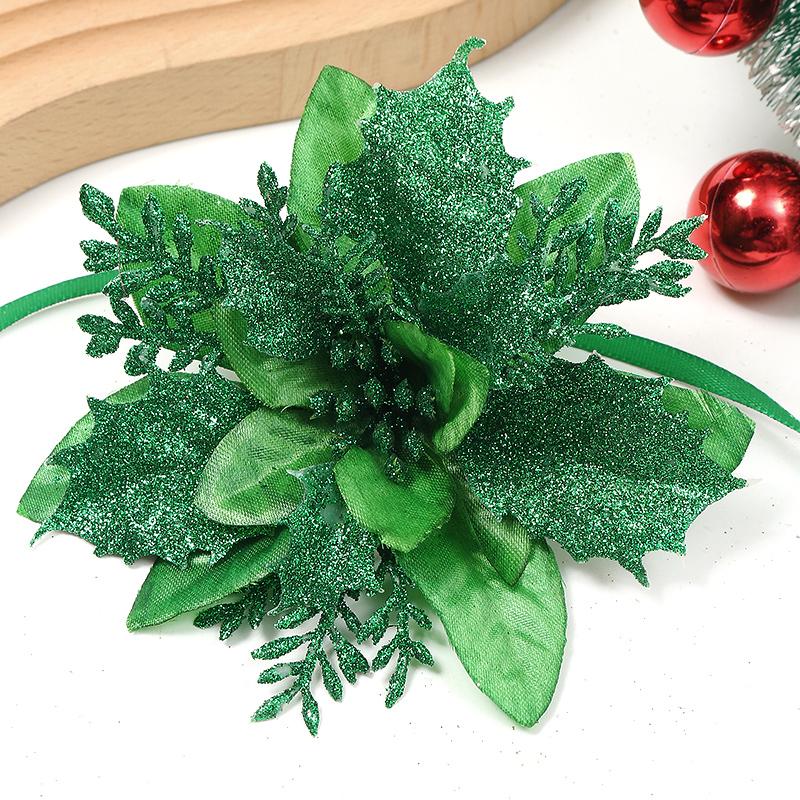 5/10Pcs Glitter Christmas Artificial Flowers Christmas Tree Hanging Pendant Ornaments for Xmas New Year Navidad Party Home Decor