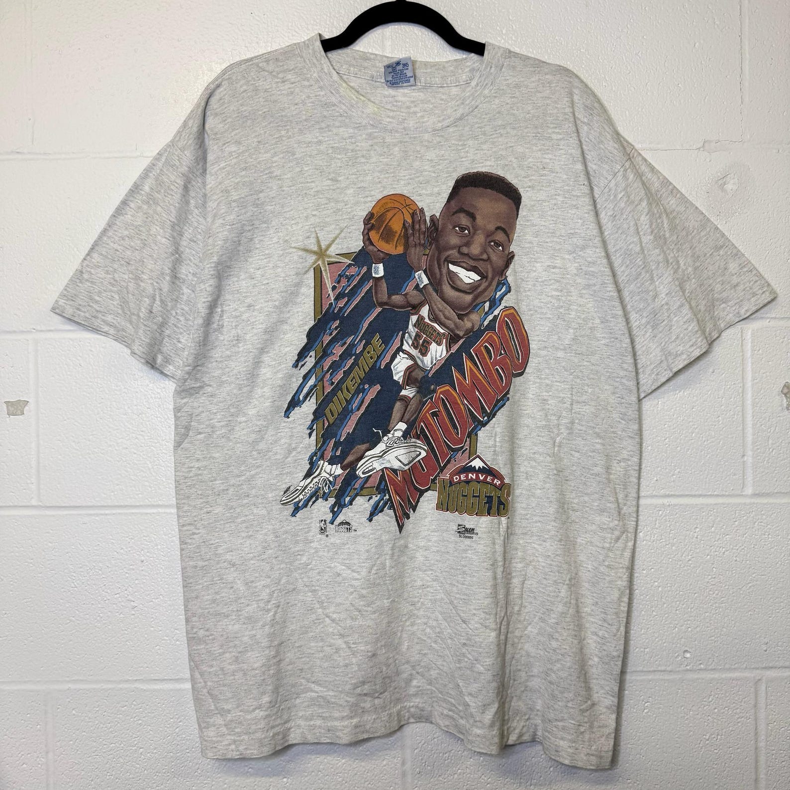 90s Denver Nuggets Mutombo Salem Caricature T shirt Sz L (B2811) S