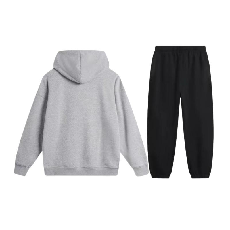 Li Ning Letter Loose Hooded Pullover Long Sleeve Comfortable Casual Sports Suit Unisex Suit AWDU673-1+YKLU208-1