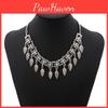 Vintage Alloy Leaf Pendant Necklace With Crystals For Artful Women